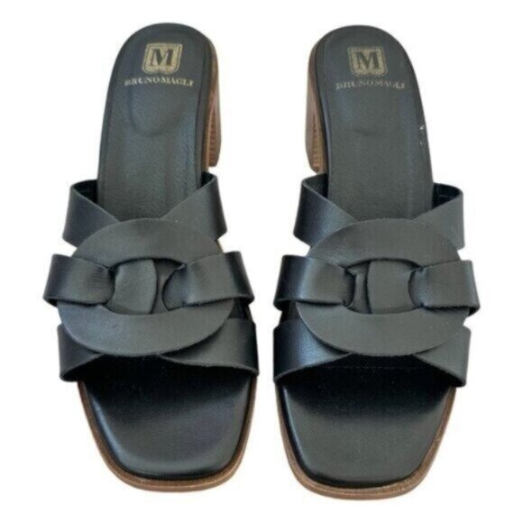 NWOB Bruno Magli Aria Block Heel Slide Sandal Black Size 9.5 - Picture 3 of 11